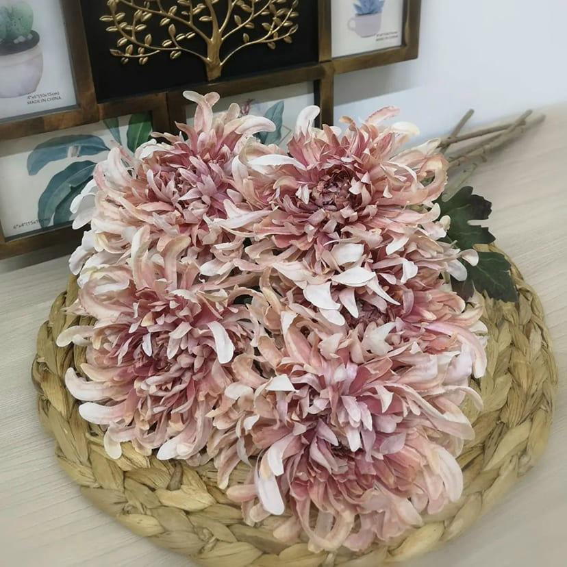 Искусственные цветы в Астрахани | Цветок искусственный «Хризантема», персиково-розовая, одиночный
