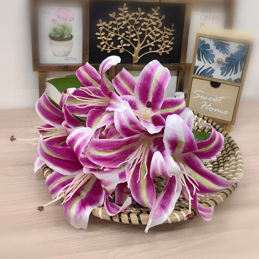 Искусственные цветы в Астрахани | Цветы искусственные «Лилии крупные», розово-сиреневые, букет