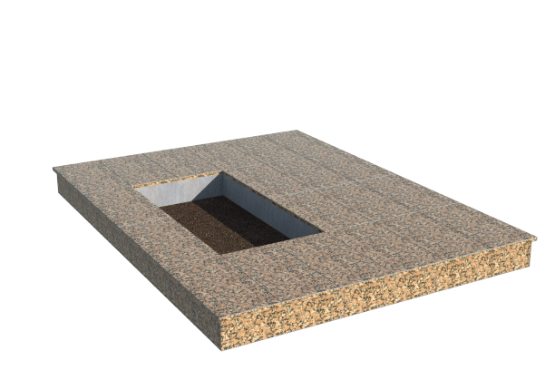 Площадки на могилу в Астрахани | Площадка с вертикальной (15 см) облицовкой Южно-султаевским гранитом (под цветник)