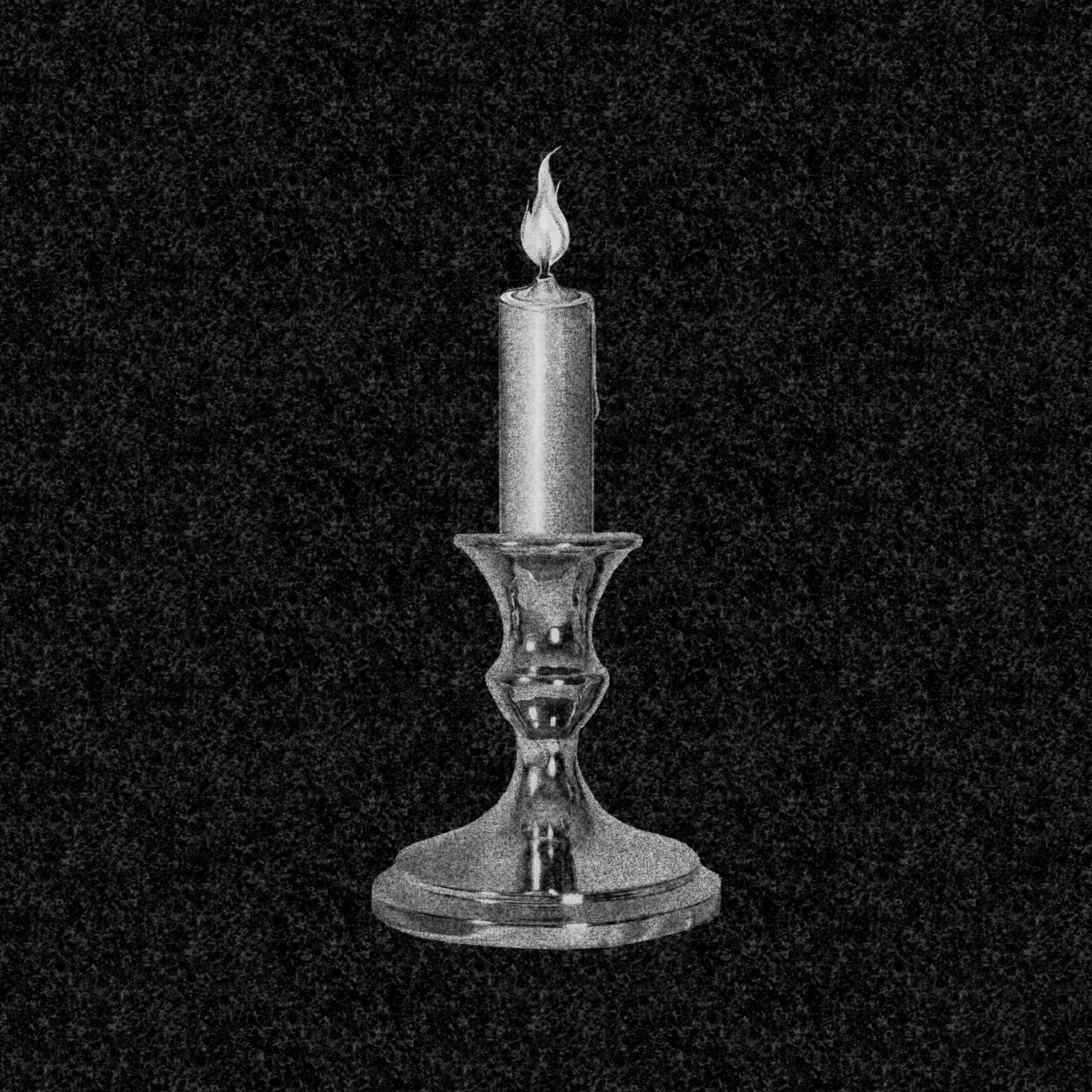 Свечи | Рисунок горящая свеча в хромированном подсвечнике, СВ-013