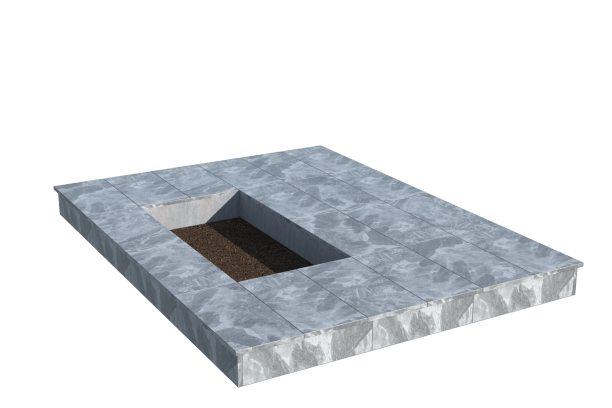 Площадки на могилу в Астрахани | Площадка с вертикальной (15 см) мраморной облицовкой (под цветник)