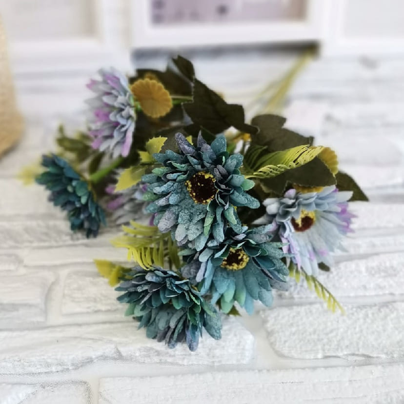 Искусственные цветы в Астрахани | Цветы искусственные «Ромашки», фиолетово-голубые, букет