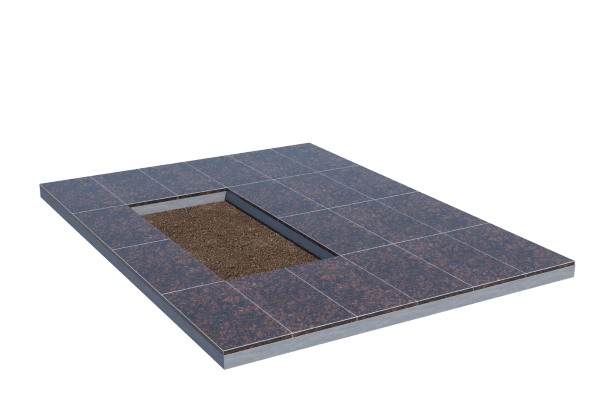 Площадки на могилу в Астрахани | Площадка с облицовкой Дымовским гранитом (под цветник)